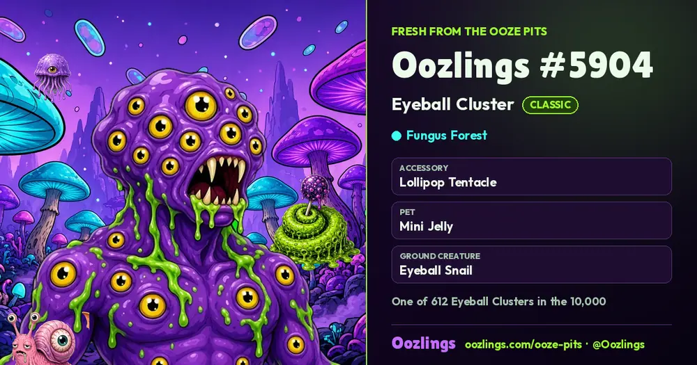 Oozlings #5904, a Classic Eyeball Cluster in Fungus Forest