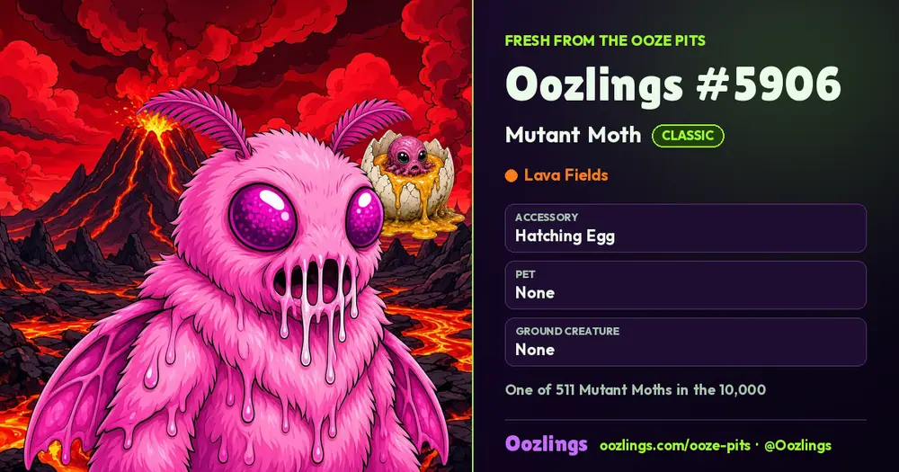 Oozlings #5906, a Classic Mutant Moth in Lava Fields