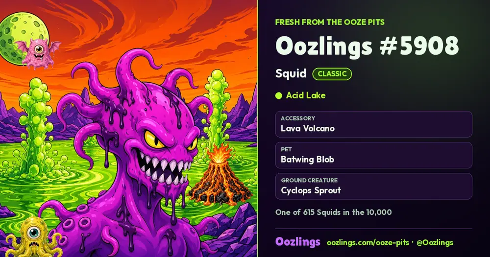 Oozlings #5908, a Classic Squid in Acid Lake