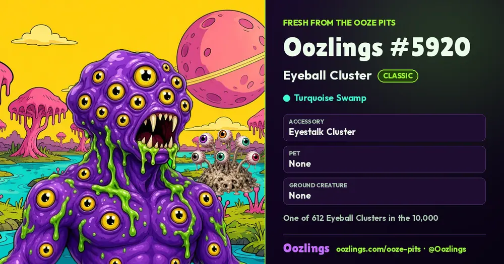 Oozlings #5920, a Classic Eyeball Cluster in Turquoise Swamp