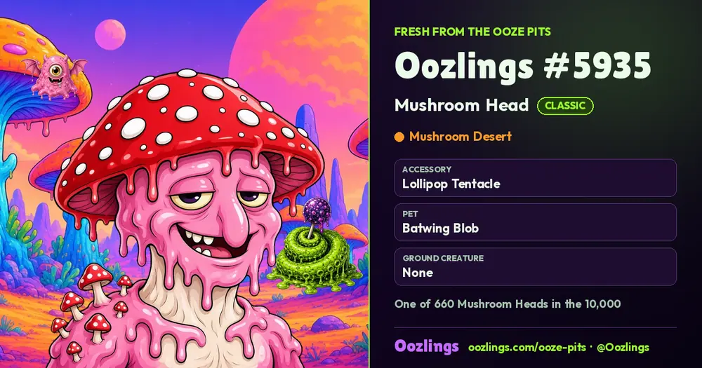Oozlings #5935, a Classic Mushroom Head in Mushroom Desert