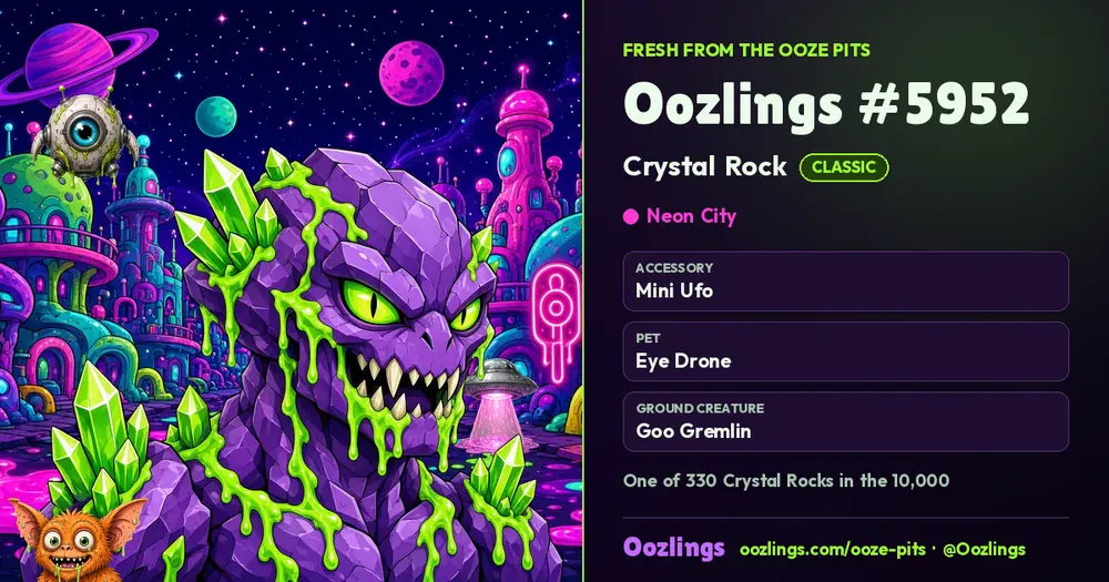 Oozlings #5952, a Classic Crystal Rock in Neon City