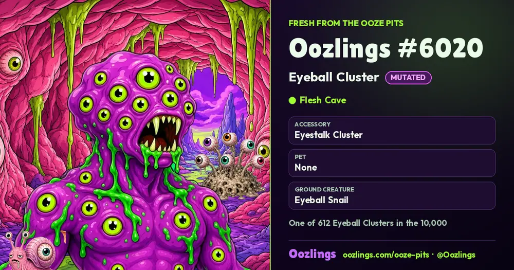 Oozlings #6020, a Mutated Eyeball Cluster in Flesh Cave