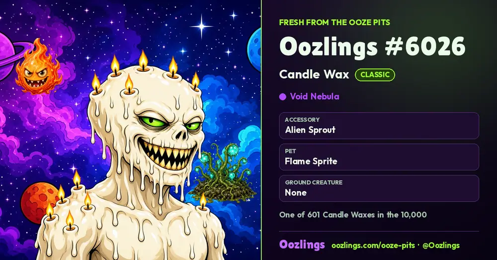 Oozlings #6026, a Classic Candle Wax in Void Nebula