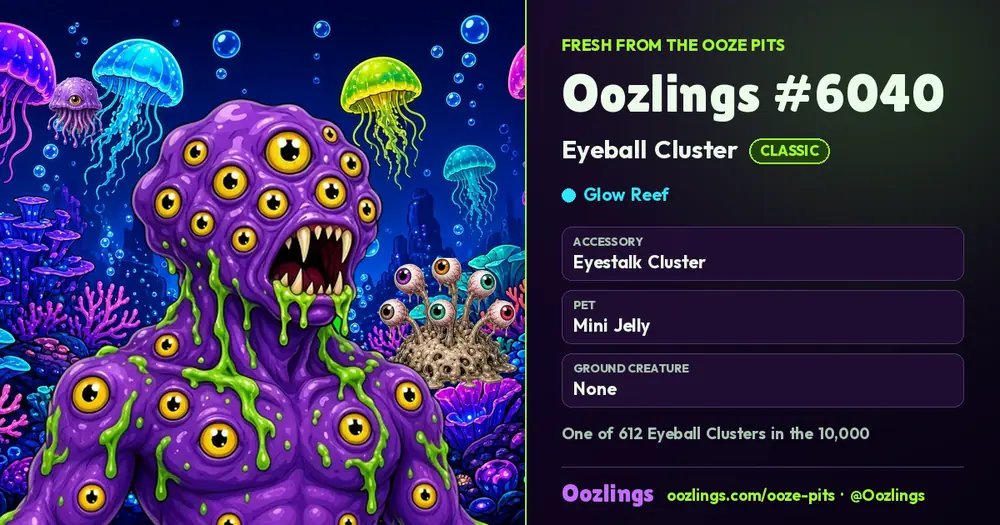 Oozlings #6040, a Classic Eyeball Cluster in Glow Reef