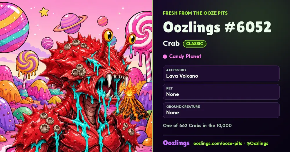Oozlings #6052, a Classic Crab in Candy Planet
