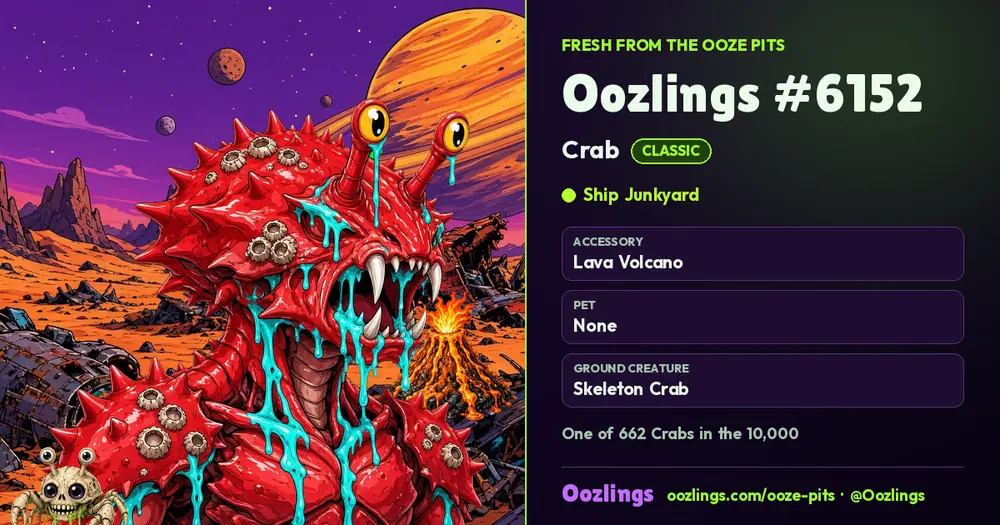 Oozlings #6152, a Classic Crab in Ship Junkyard