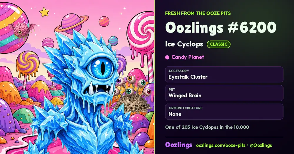 Oozlings #6200, a Classic Ice Cyclops in Candy Planet