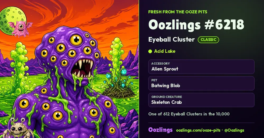 Oozlings #6218, a Classic Eyeball Cluster in Acid Lake