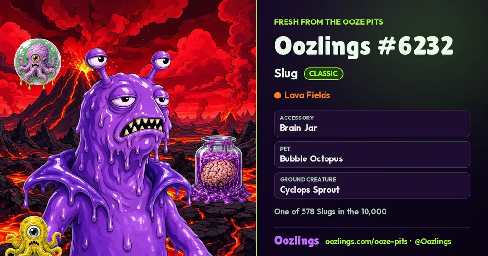 Oozlings #6232, a Classic Slug in Lava Fields