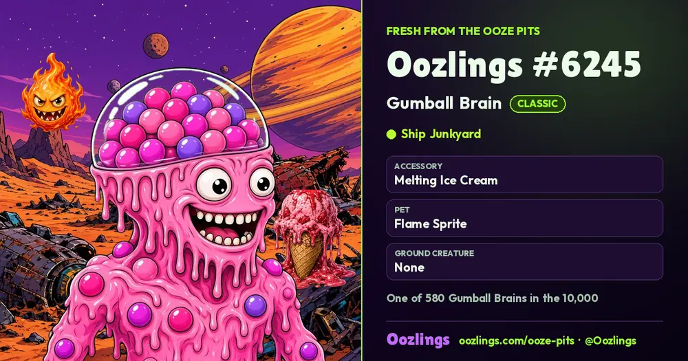 Oozlings #6245, a Classic Gumball Brain in Ship Junkyard