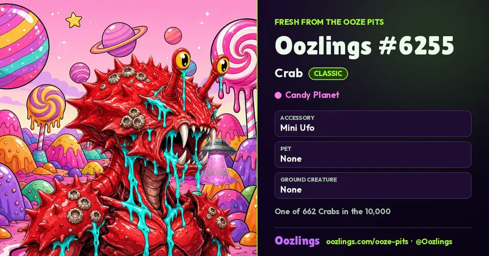 Oozlings #6255, a Classic Crab in Candy Planet