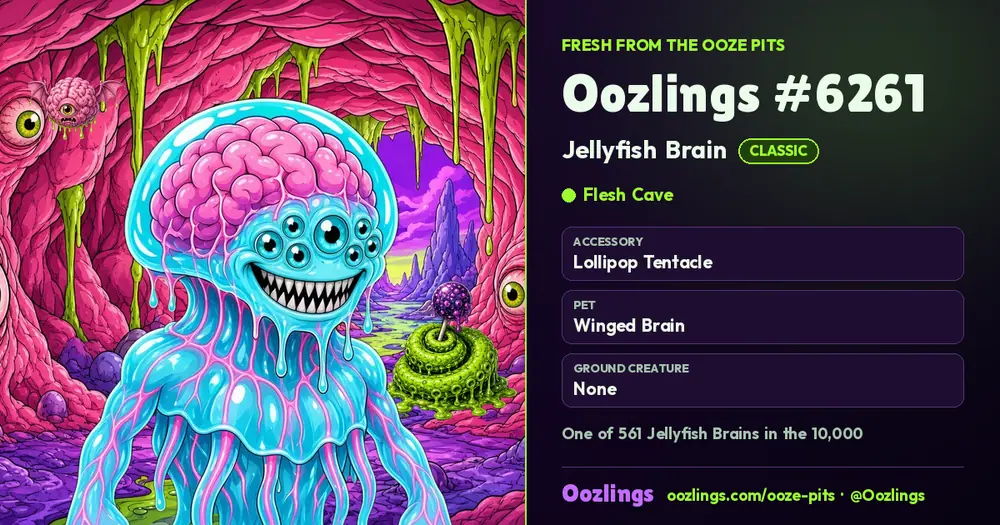 Oozlings #6261, a Classic Jellyfish Brain in Flesh Cave