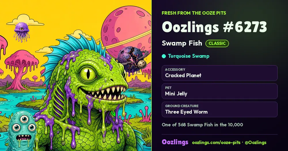 Oozlings #6273, a Classic Swamp Fish in Turquoise Swamp