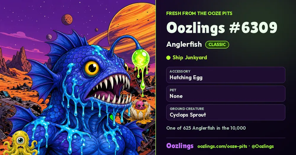 Oozlings #6309, a Classic Anglerfish in Ship Junkyard