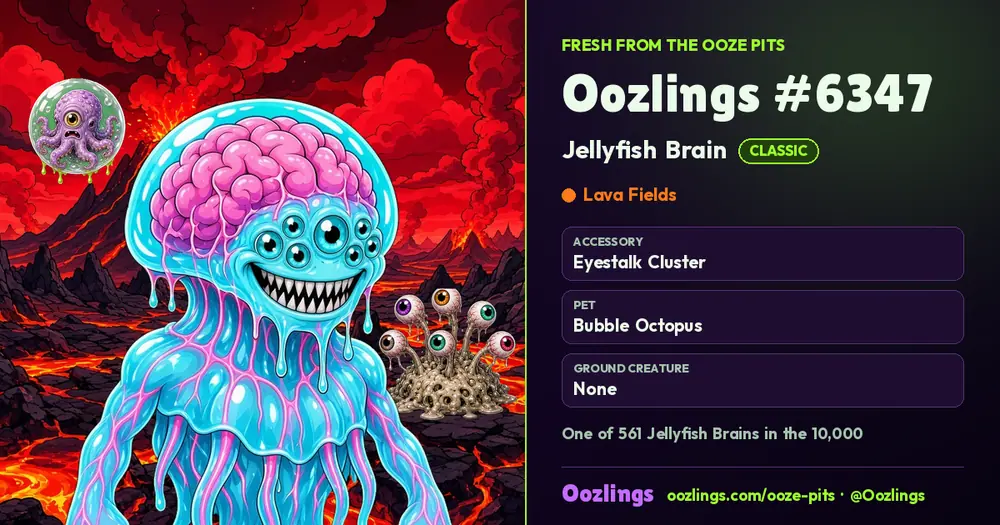 Oozlings #6347, a Classic Jellyfish Brain in Lava Fields