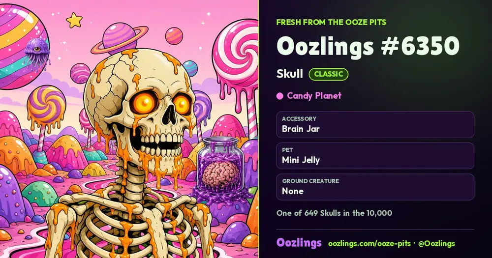 Oozlings #6350, a Classic Skull in Candy Planet