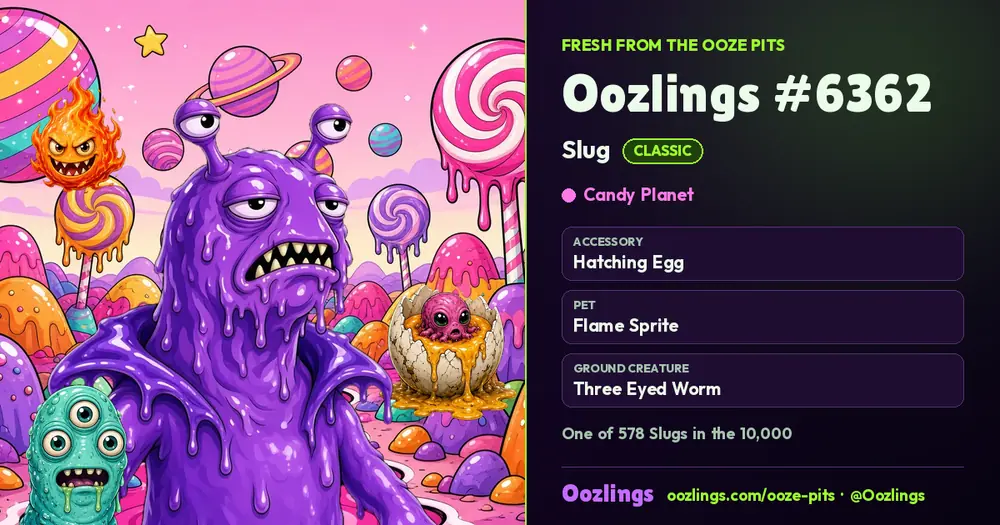 Oozlings #6362, a Classic Slug in Candy Planet