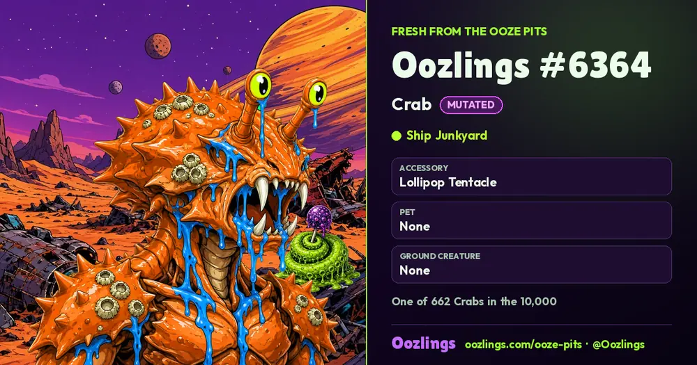 Oozlings #6364, a Mutated Crab in Ship Junkyard