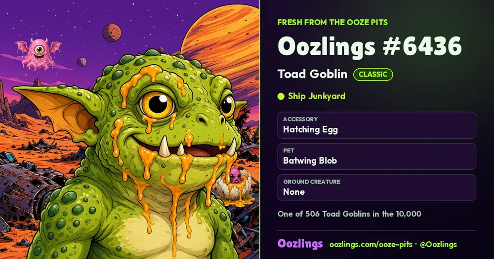 Oozlings #6436, a Classic Toad Goblin in Ship Junkyard