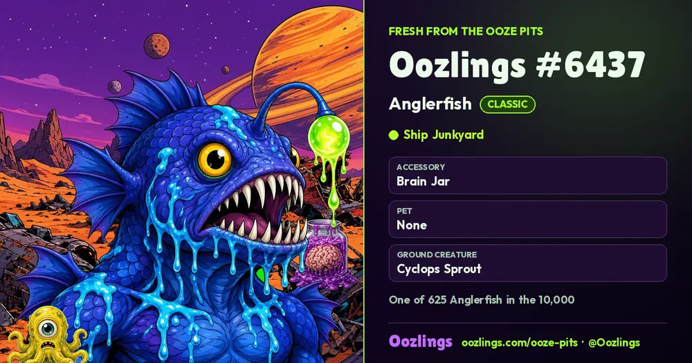 Oozlings #6437, a Classic Anglerfish in Ship Junkyard