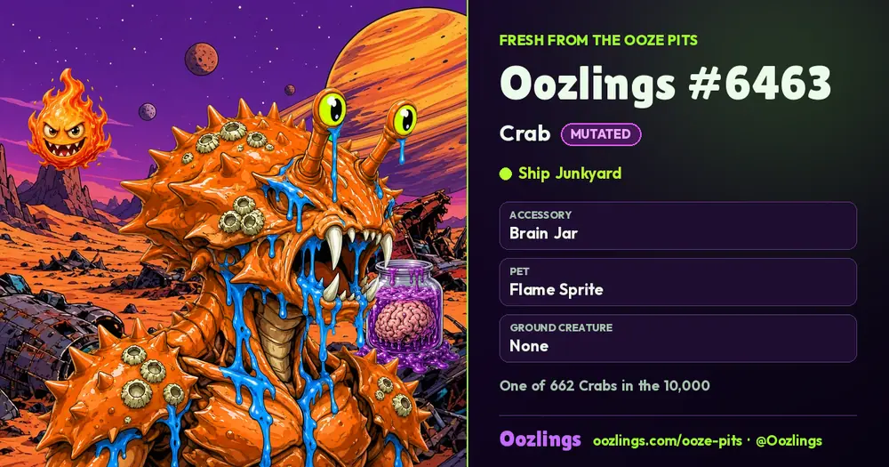 Oozlings #6463, a Mutated Crab in Ship Junkyard