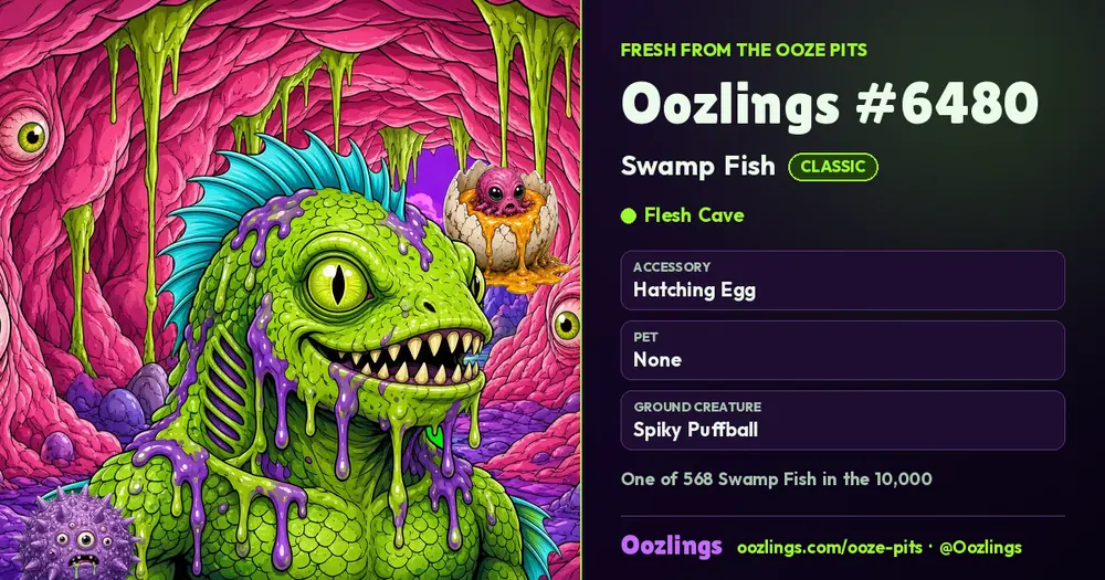Oozlings #6480, a Classic Swamp Fish in Flesh Cave