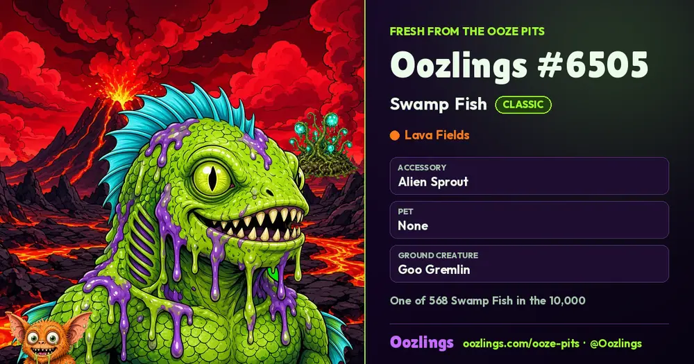 Oozlings #6505, a Classic Swamp Fish in Lava Fields