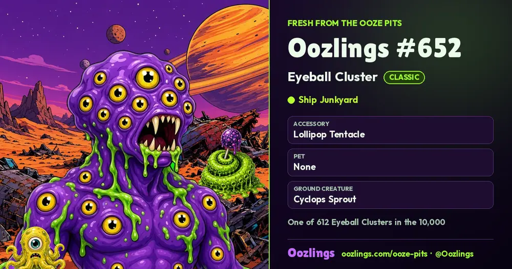 Oozlings #652, a Classic Eyeball Cluster in Ship Junkyard
