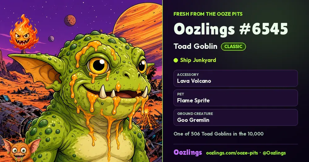 Oozlings #6545, a Classic Toad Goblin in Ship Junkyard