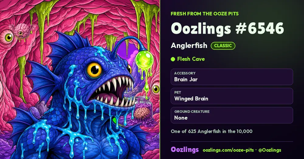 Oozlings #6546, a Classic Anglerfish in Flesh Cave