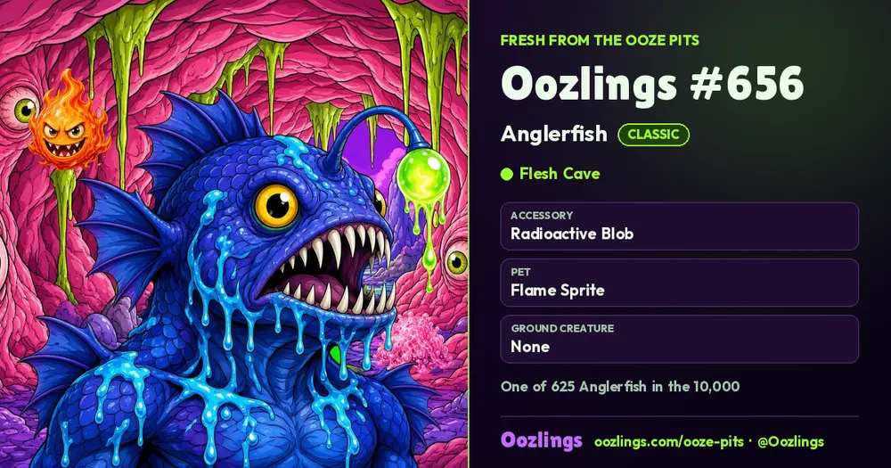 Oozlings #656, a Classic Anglerfish in Flesh Cave