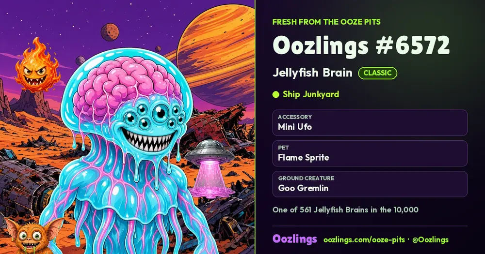 Oozlings #6572, a Classic Jellyfish Brain in Ship Junkyard