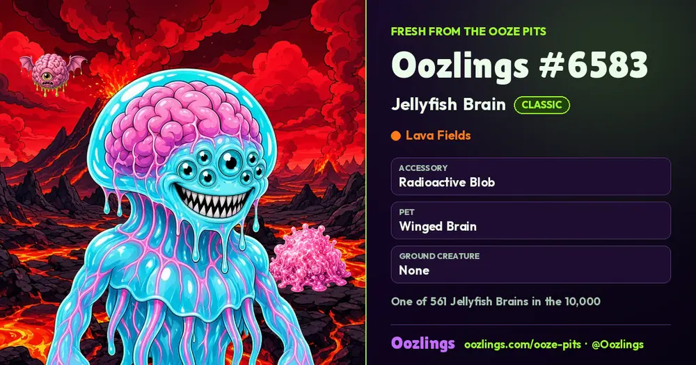Oozlings #6583, a Classic Jellyfish Brain in Lava Fields