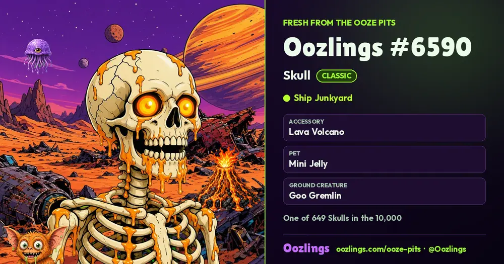 Oozlings #6590, a Classic Skull in Ship Junkyard