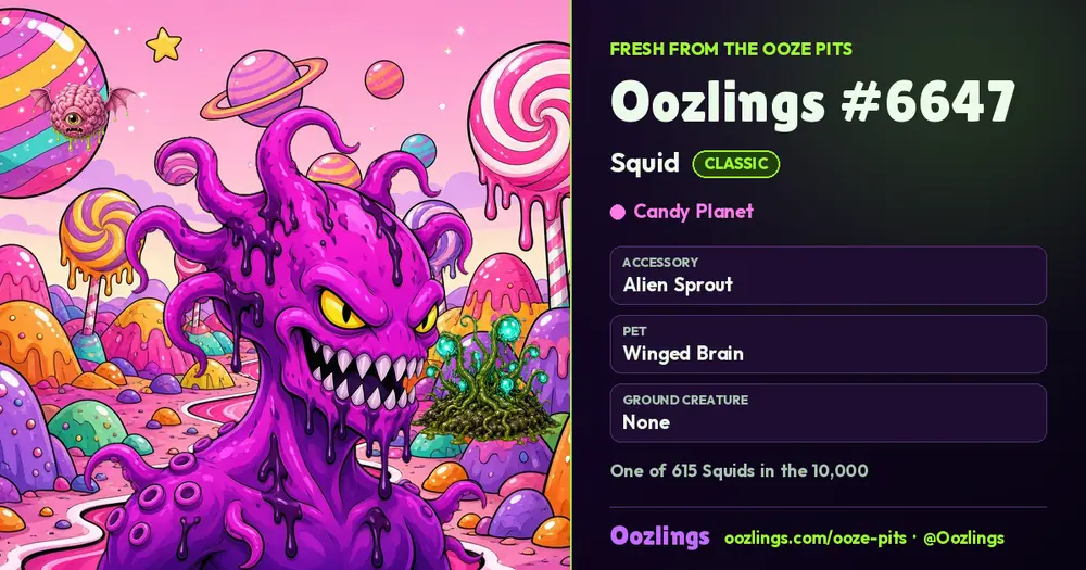 Oozlings #6647, a Classic Squid in Candy Planet