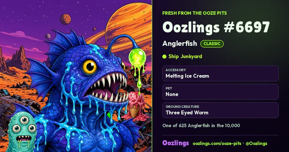 Oozlings #6697, a Classic Anglerfish in Ship Junkyard