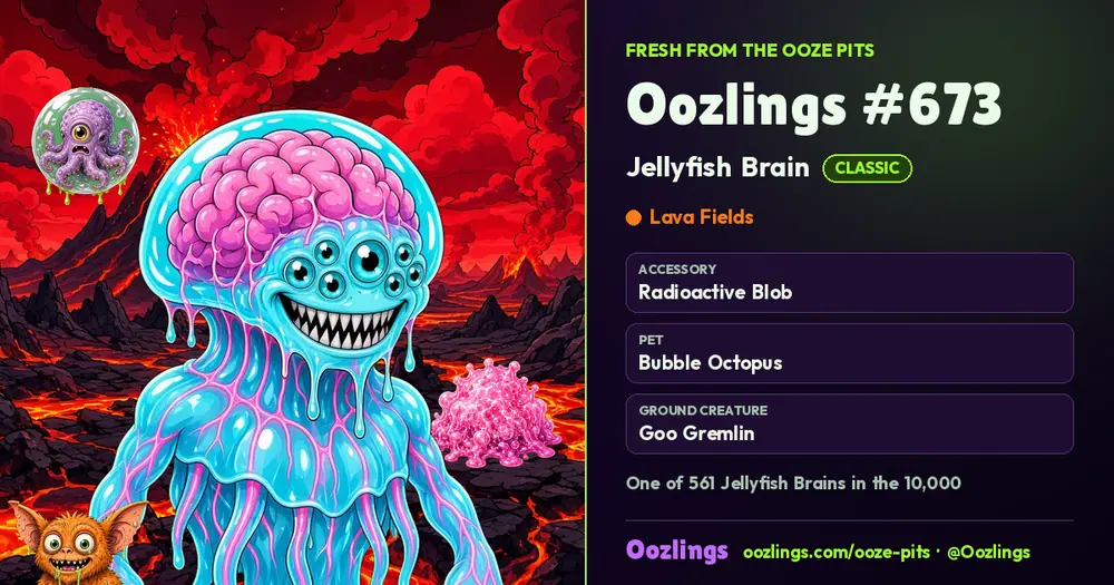 Oozlings #673, a Classic Jellyfish Brain in Lava Fields
