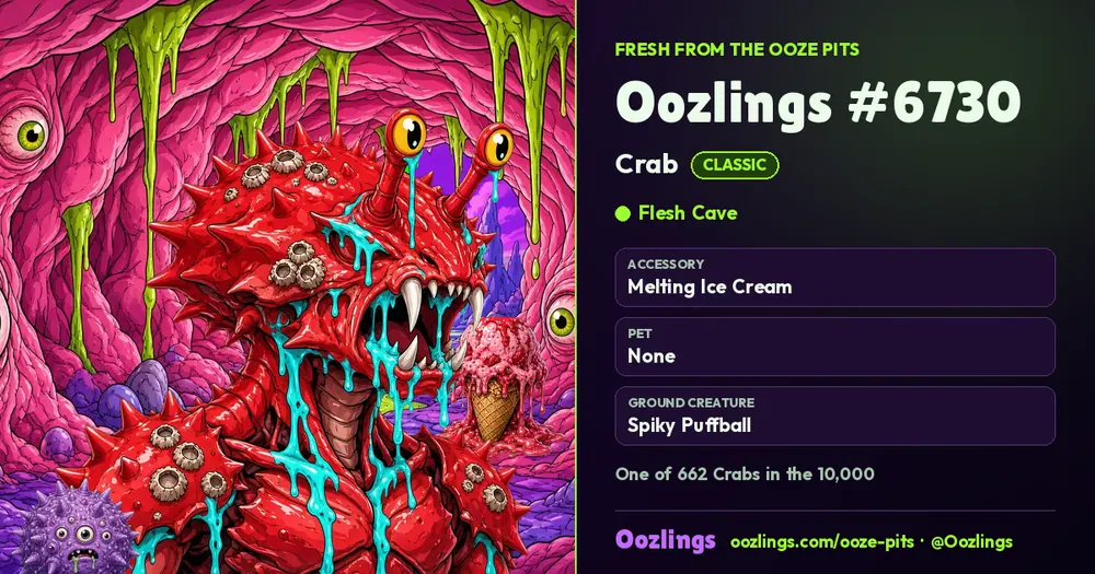 Oozlings #6730, a Classic Crab in Flesh Cave