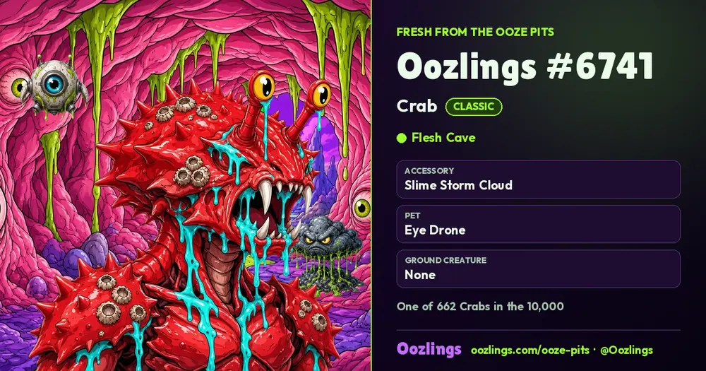 Oozlings #6741, a Classic Crab in Flesh Cave