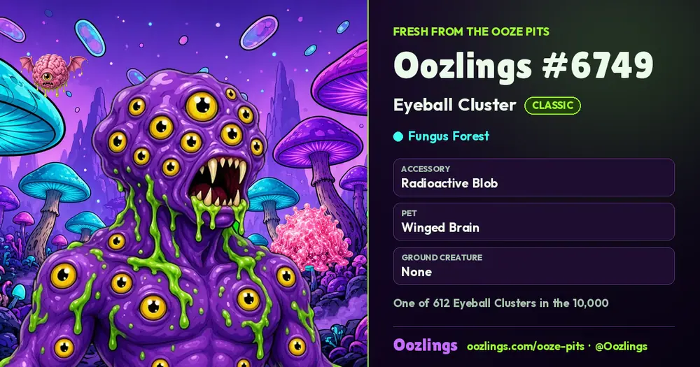 Oozlings #6749, a Classic Eyeball Cluster in Fungus Forest