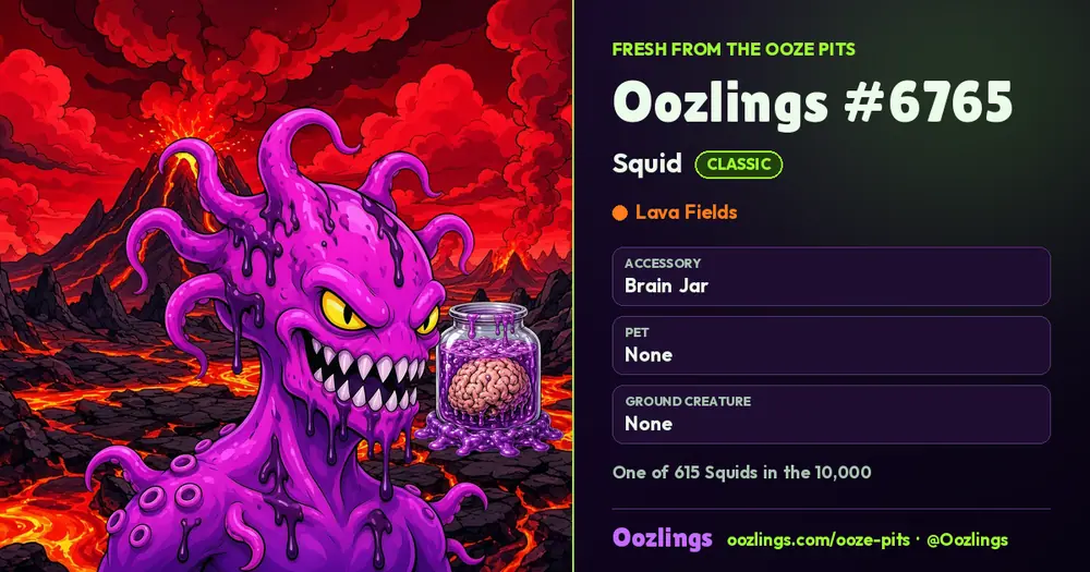 Oozlings #6765, a Classic Squid in Lava Fields
