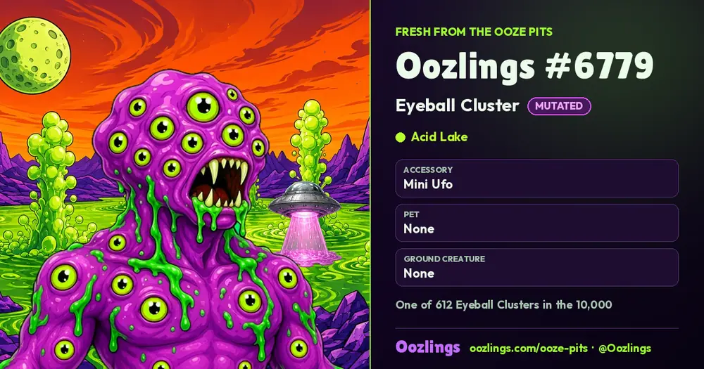 Oozlings #6779, a Mutated Eyeball Cluster in Acid Lake