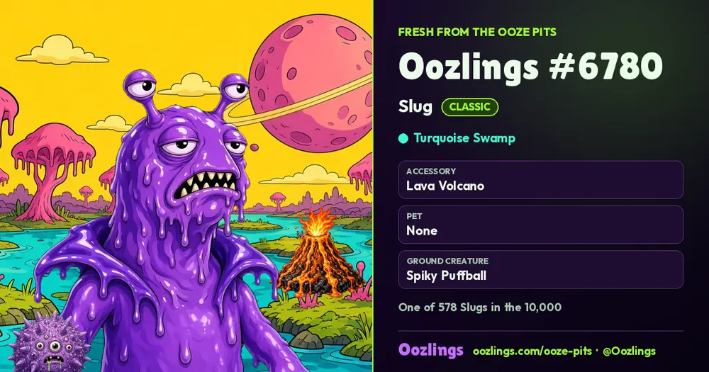 Oozlings #6780, a Classic Slug in Turquoise Swamp