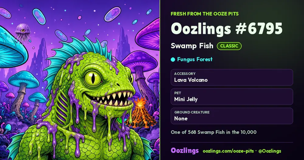 Oozlings #6795, a Classic Swamp Fish in Fungus Forest