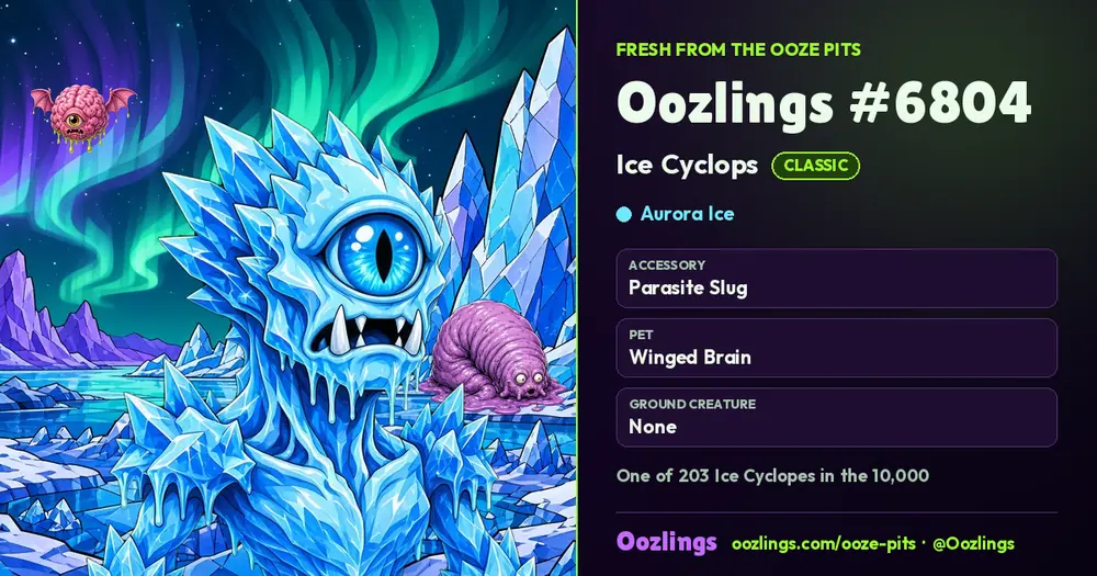 Oozlings #6804, a Classic Ice Cyclops in Aurora Ice