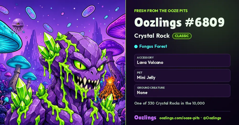 Oozlings #6809, a Classic Crystal Rock in Fungus Forest