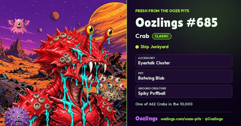 Oozlings #685, a Classic Crab in Ship Junkyard