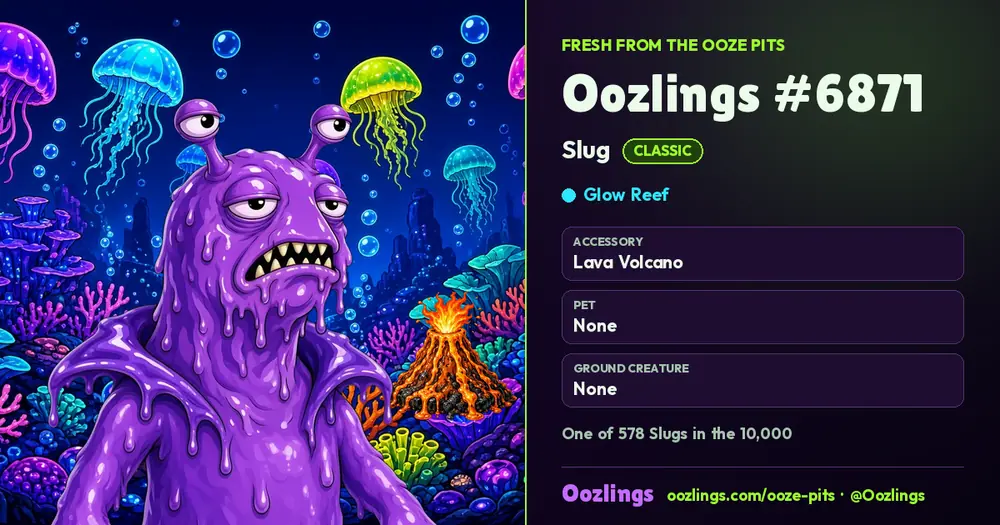 Oozlings #6871, a Classic Slug in Glow Reef