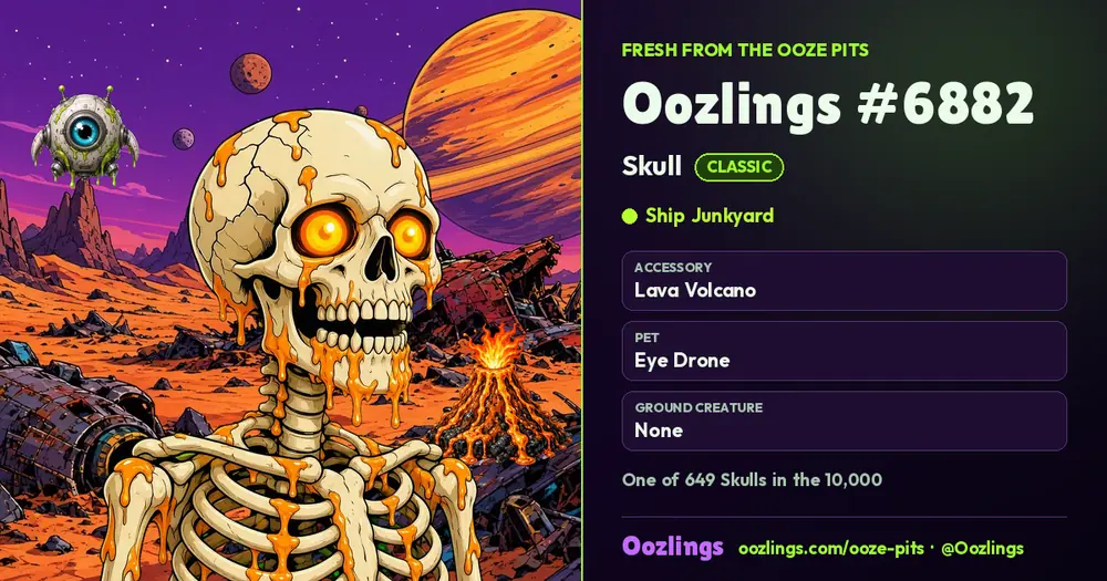 Oozlings #6882, a Classic Skull in Ship Junkyard